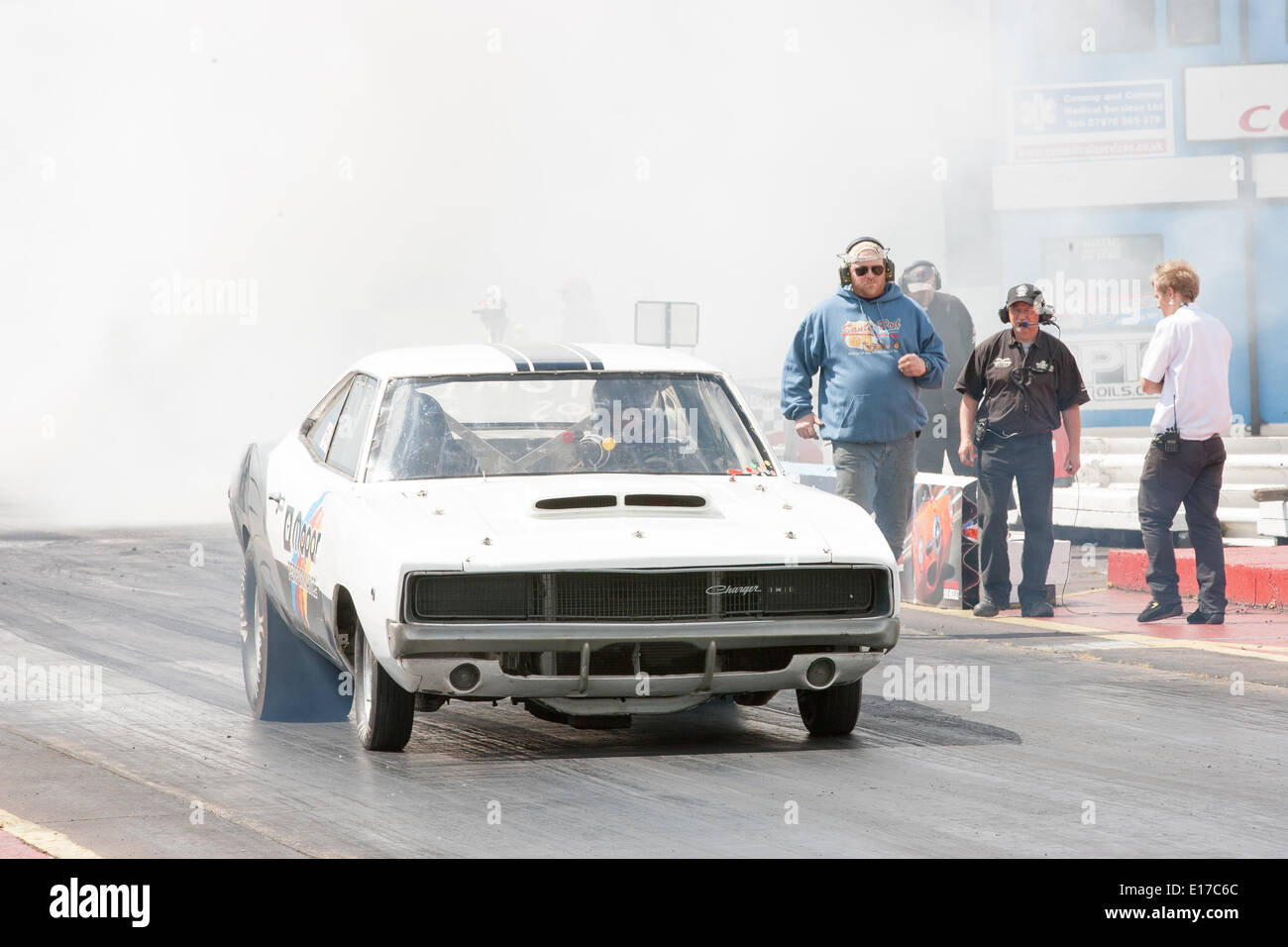 Long Marston, UK. 25th May, 2014. Bank Holiday weekend sees the Annual gary's Picnic / Yanks Weekend, where owners get the chance to race their cars down the quarter mile drag strip, looking to record the fastest times Credit:  Paul Hastie/Alamy Live News Stock Photo