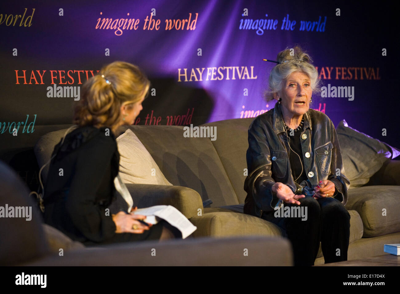 Phyllida Law actress telling stories from her memoirs on day 4 of Hay Festival 2014 Hay on Wye Powys Wales UK   ©Jeff Morgan Stock Photo