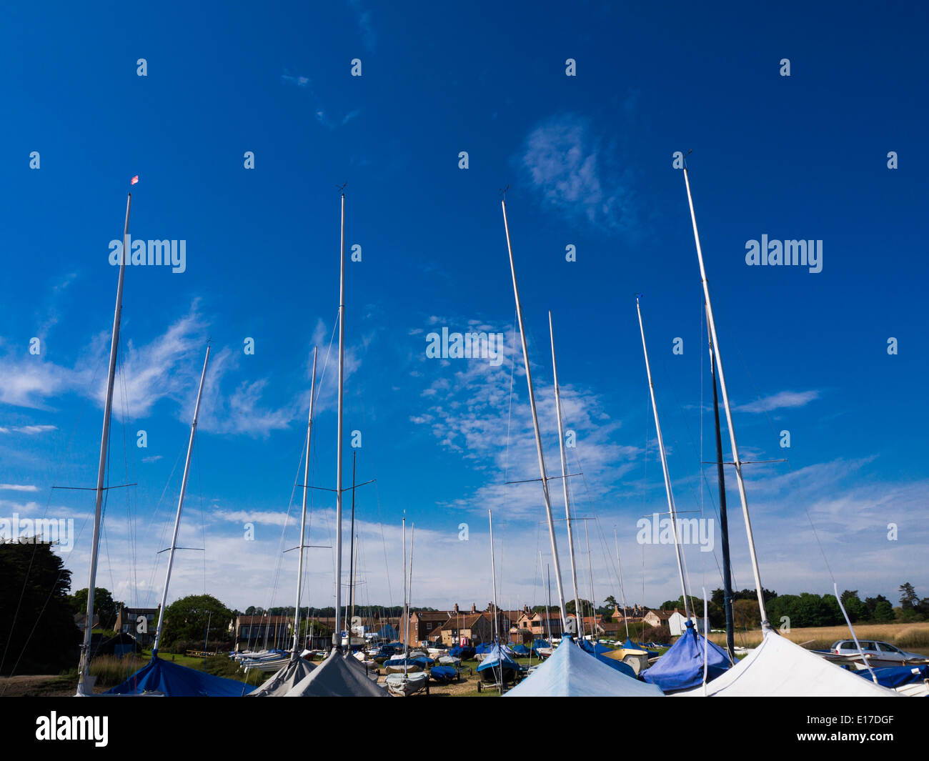 Sailing dinghys at the Brancaster Staithe Sailing Club Norfolk masts