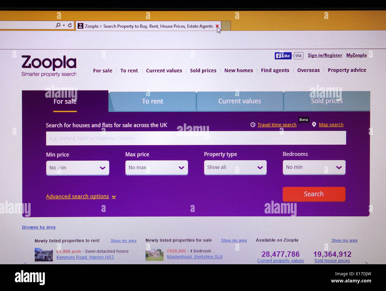 Zoopla website Stock Photo Alamy