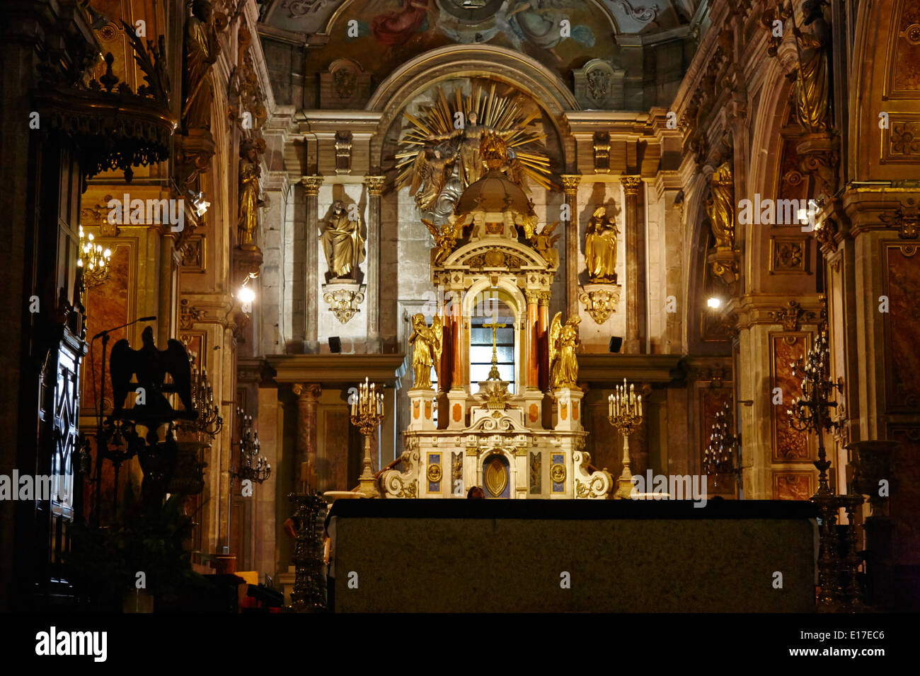 altar of Santiago Metropolitan Cathedral Chile Stock Photo