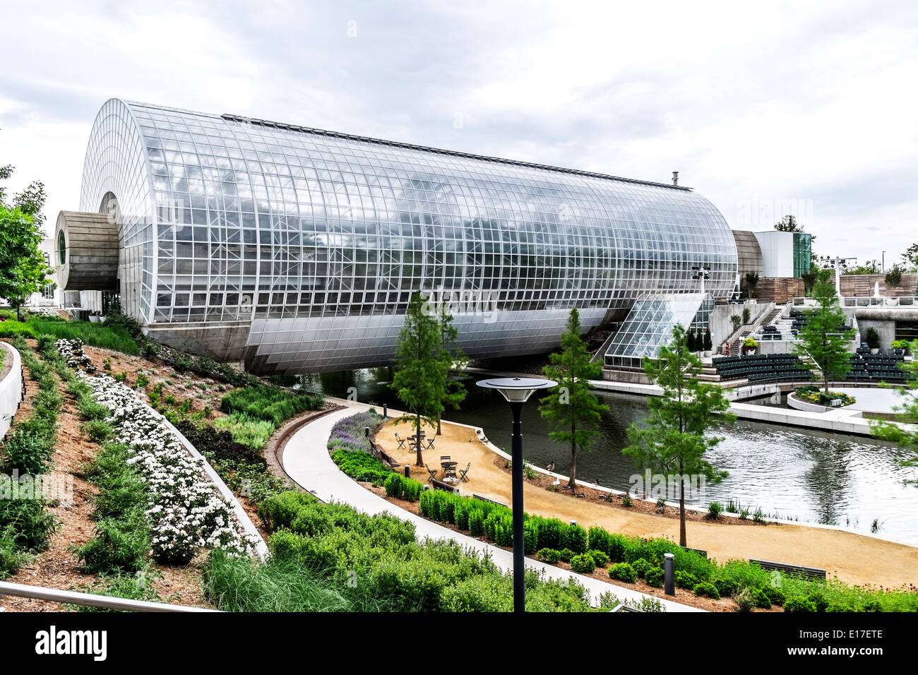 The Crystal Bridge located in the Myriad Botanical Gardens in downtown Oklahoma City, USA, at Reno and Robinson. Stock Photo