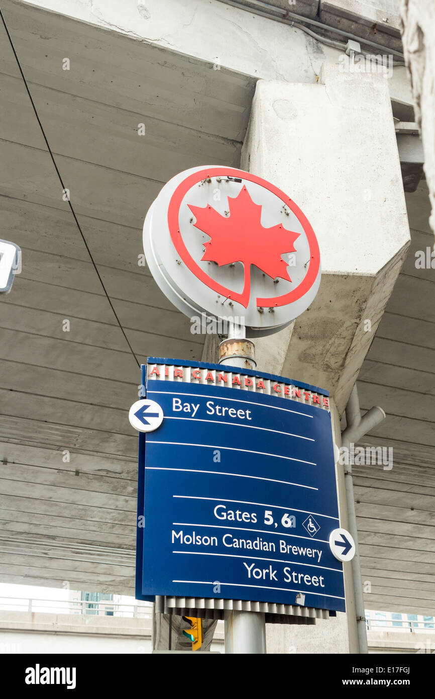 Sign outside the Air Canada Centre giving directions of various landmarks and streets Stock Photo