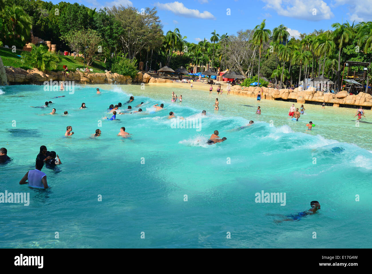 Roaring Lagoon Wave Pool, Valley of Waves, Sun City Resort, Pilanesberg, North West Province, Republic of South Africa Stock Photo