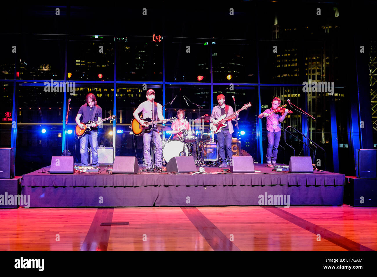 The Jared Ashley Band plays to a private party at the Country Music Hall of Fame in Nashville, Tennessee Stock Photo