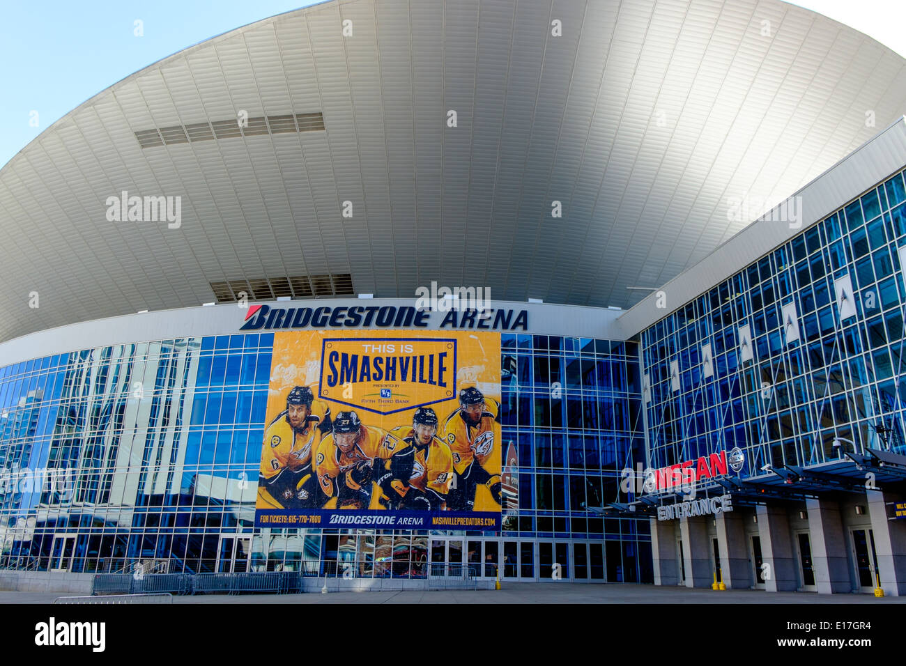 The Bridgestone Arena in the Lower Broadway district of Nashville