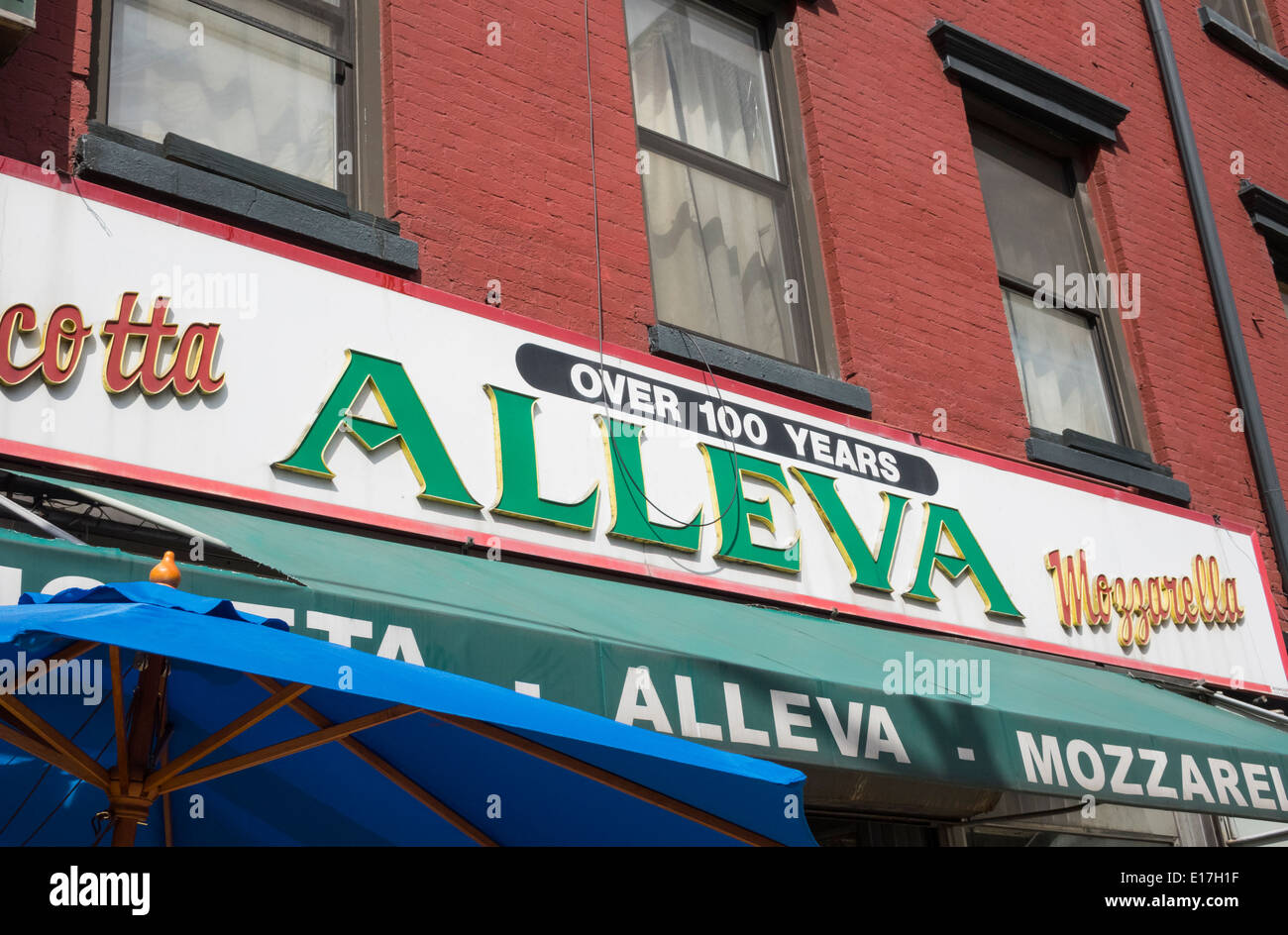 Alleva cheese store in Little Italy in New York City, said to be the oldest cheese store in America Stock Photo