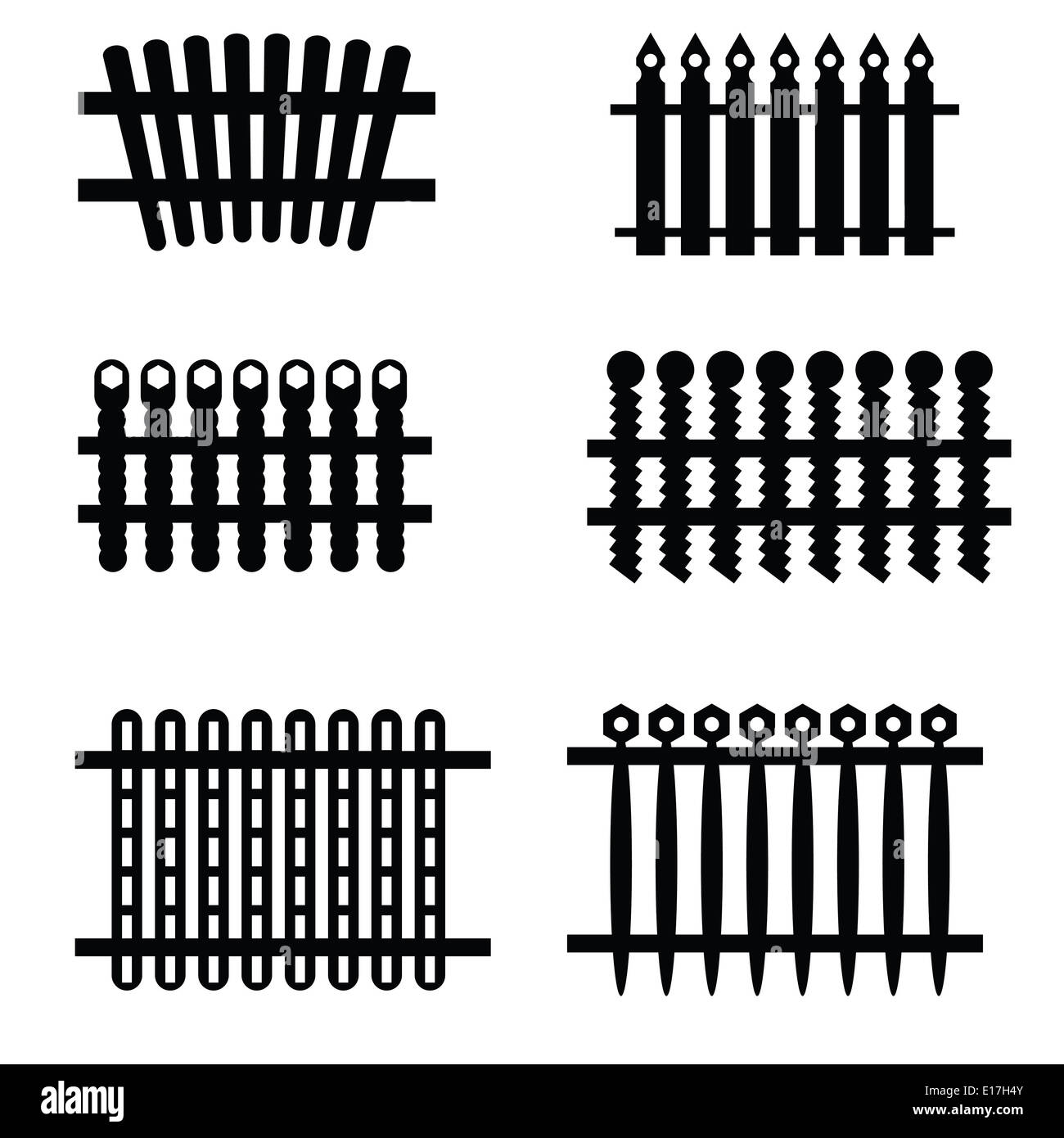 illustration with silhouettes of fences on a white background for your design Stock Photo