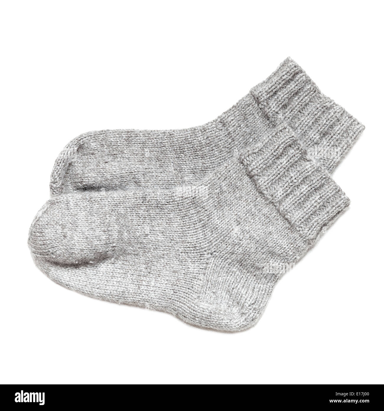 Gray woolen socks isolated on white background Stock Photo