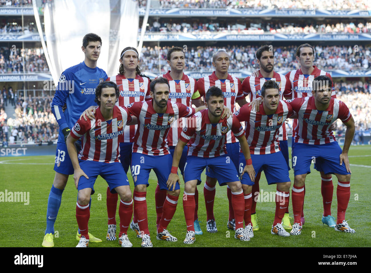 Lisbon, Portugal. 24th May, 2014. Atletico Madrid team group line-up  Football/Soccer : UEFA Champions League final match between Real Madrid 4-1  Atletico de Madrid at Luz stadium in Lisbon, Portugal . ©