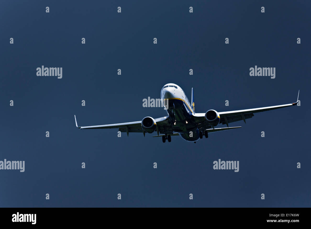 Ryanair Boeing 737 aircraft flying overhead, Republic of Ireland ...