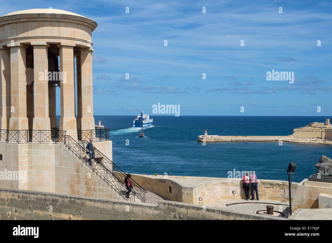 Valetta grand harbour, from lower Barraka gardens, northern Malta, Europe. Stock Photo