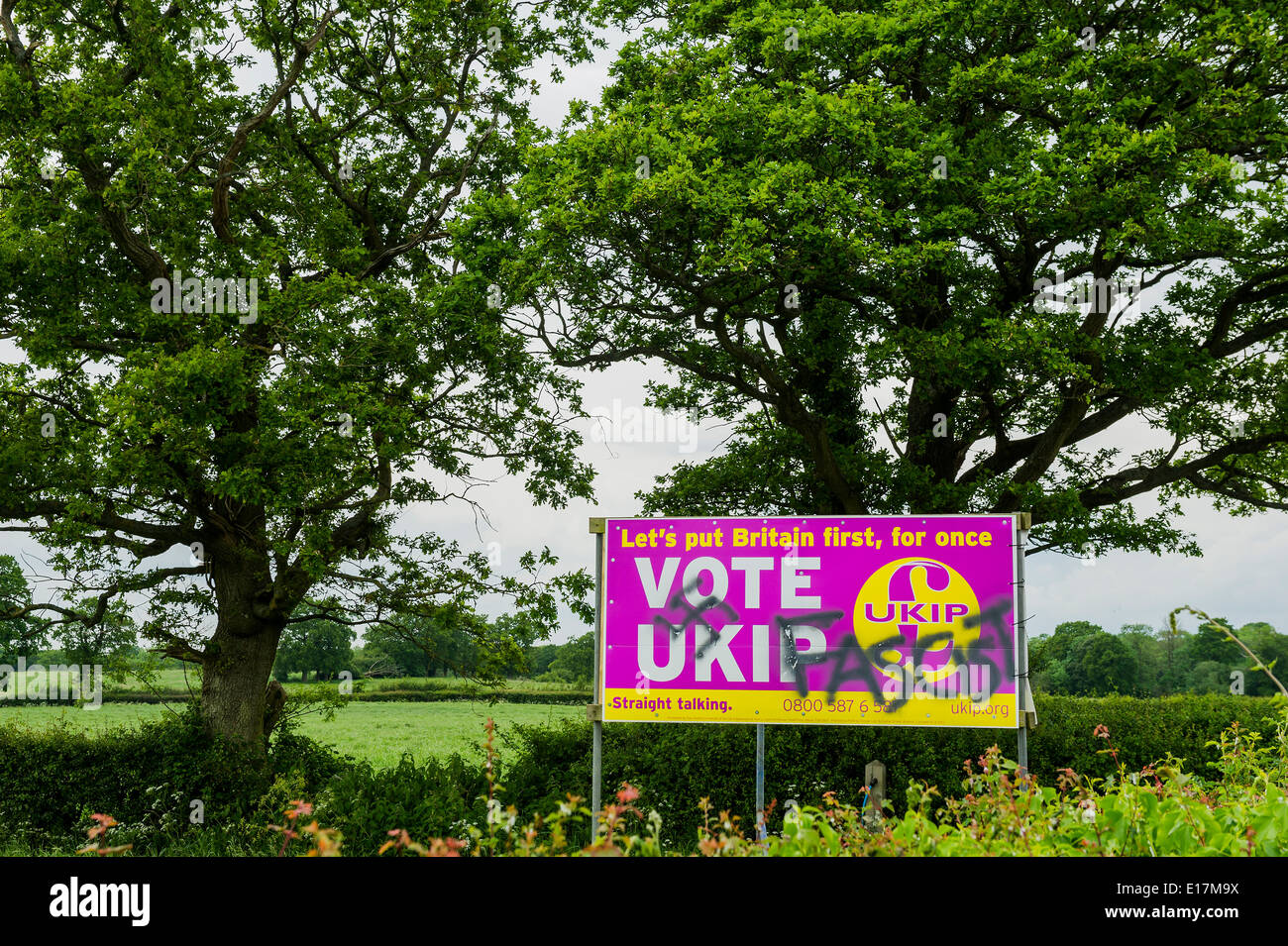 Opinions seen strongly divided near Billingshurst in Sussex over the pros and cons of voting UKIP. Stock Photo