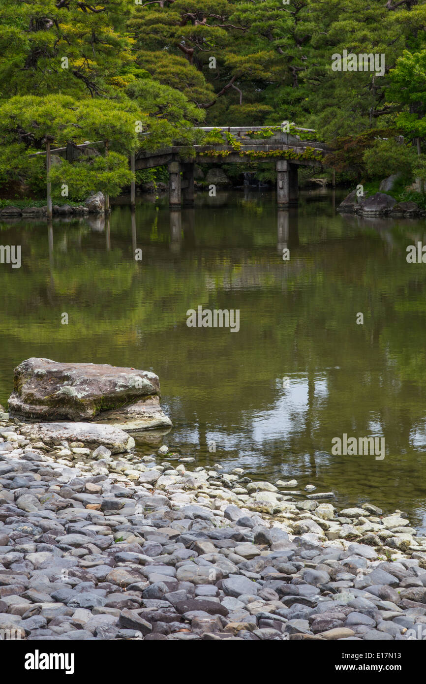 Sento Gosho Garden at Kyoto Imperial Palace. The garden’s design has been attributed to Kobori Enshu Stock Photo