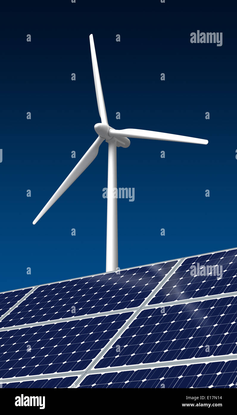 Wind Turbine and Solar Panel Stock Photo Alamy