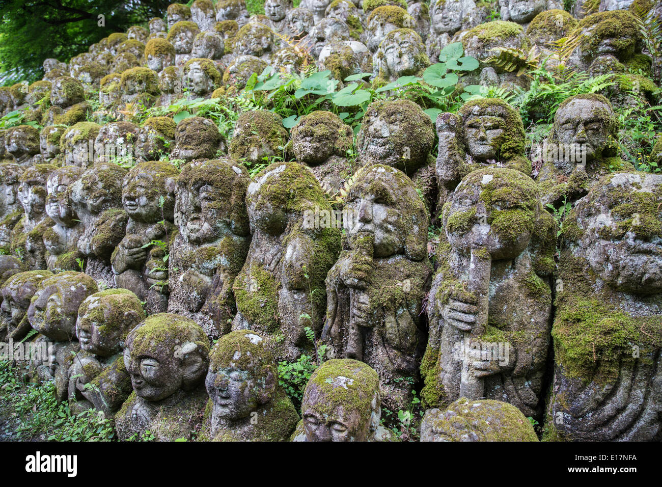 Otagi Nenbutsu-ji is a Buddhist temple in Arashiyama with over 1200 stone Rakan disciples of Buddhism Stock Photo