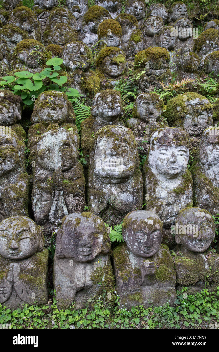 Otagi Nenbutsu-ji is a Buddhist temple in Arashiyama with over 1200 stone Rakan disciples of Buddhism Stock Photo