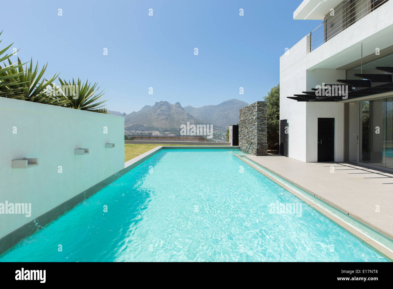 Luxury lap pool overlooking mountains Stock Photo
