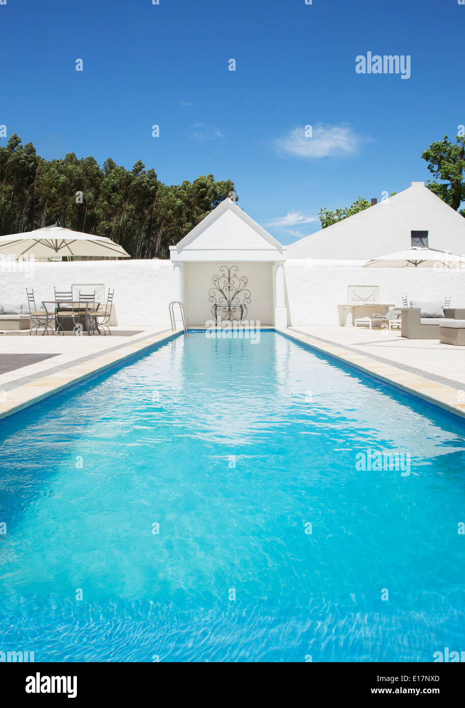 Luxury house and lap pool Stock Photo