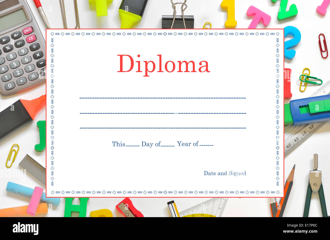 Diploma template hi-res stock photography and images - Alamy