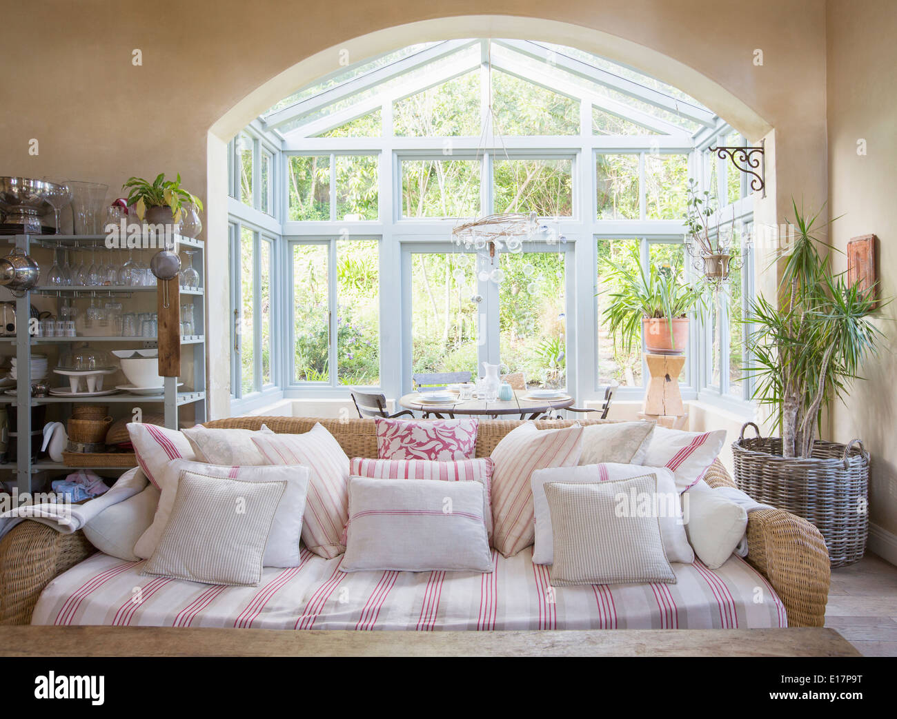 Shabby chic living room and sunroom Stock Photo