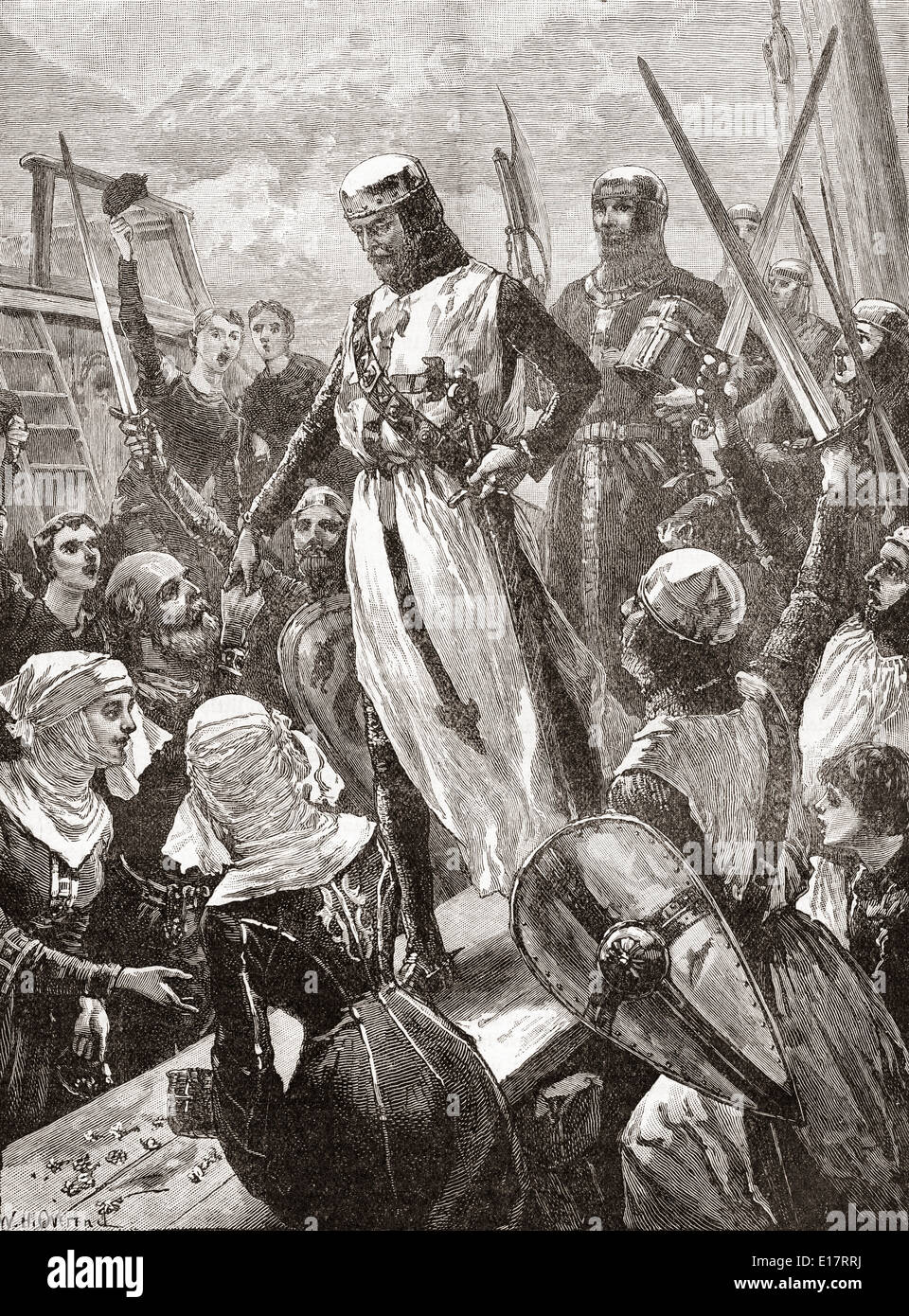 Reception of Richard in 1194, on his return from the continent where he had been imprisoned after the Third Crusade. Stock Photo