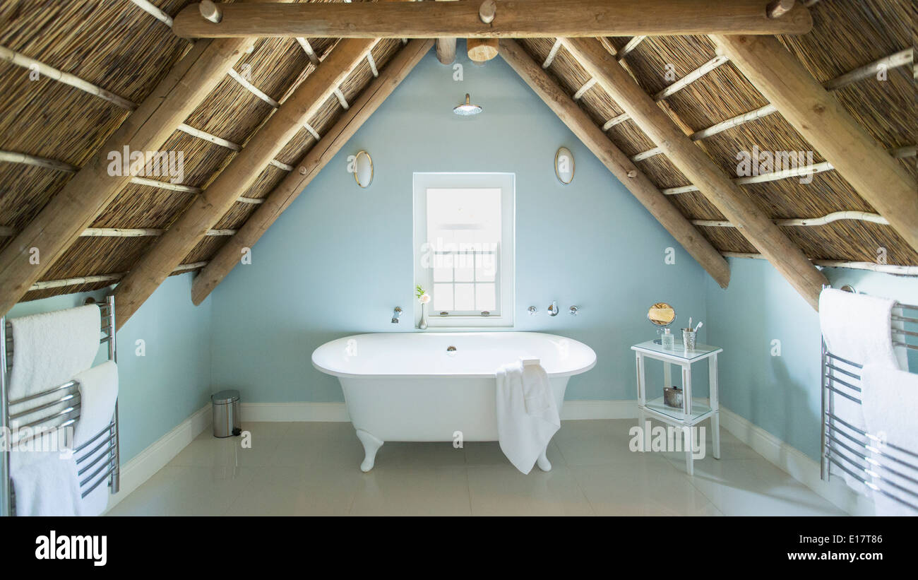Luxury attic bathroom Stock Photo