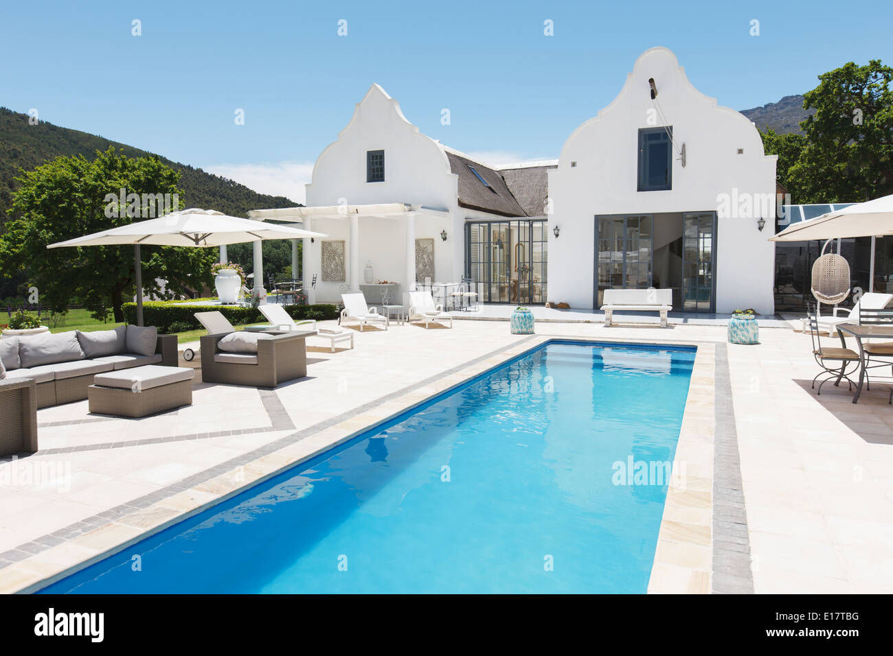 Luxury house with lap pool Stock Photo