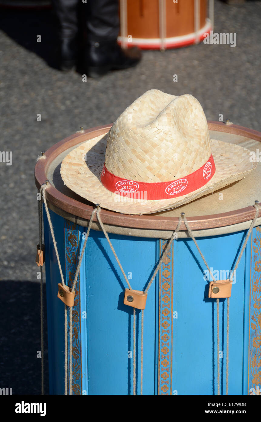 Provençal Blue Drum or Tambourin & Straw Hat Aix-en-Provence Provence France Stock Photo