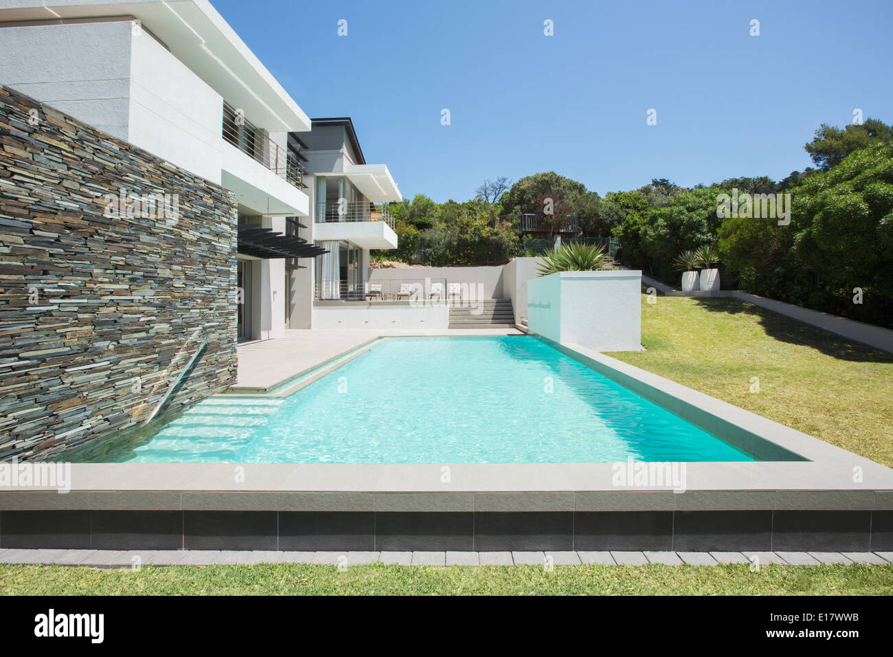Modern house with swimming pool Stock Photo