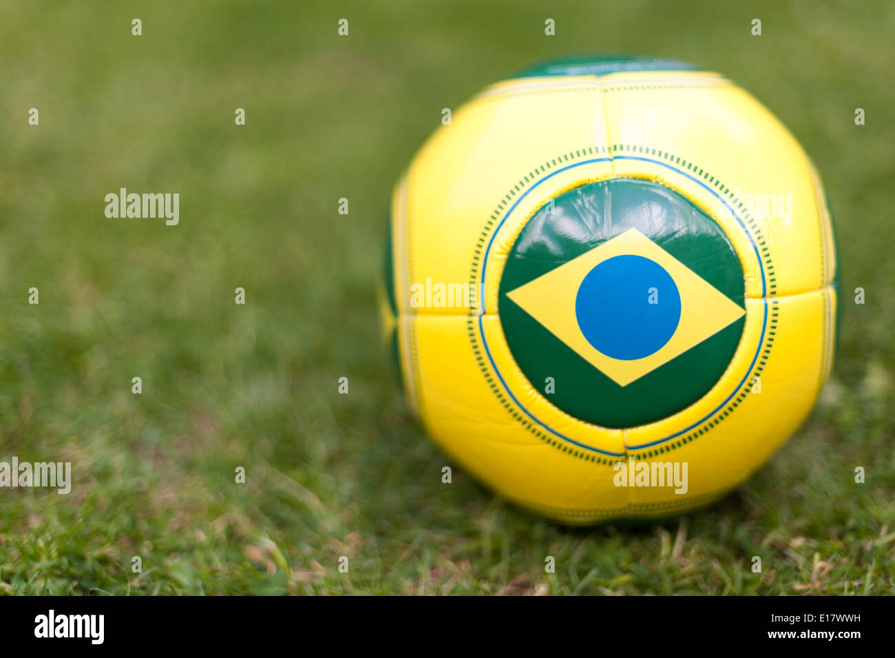 Football with Brazil flag for Brazil World Cup 2014. Stock Photo