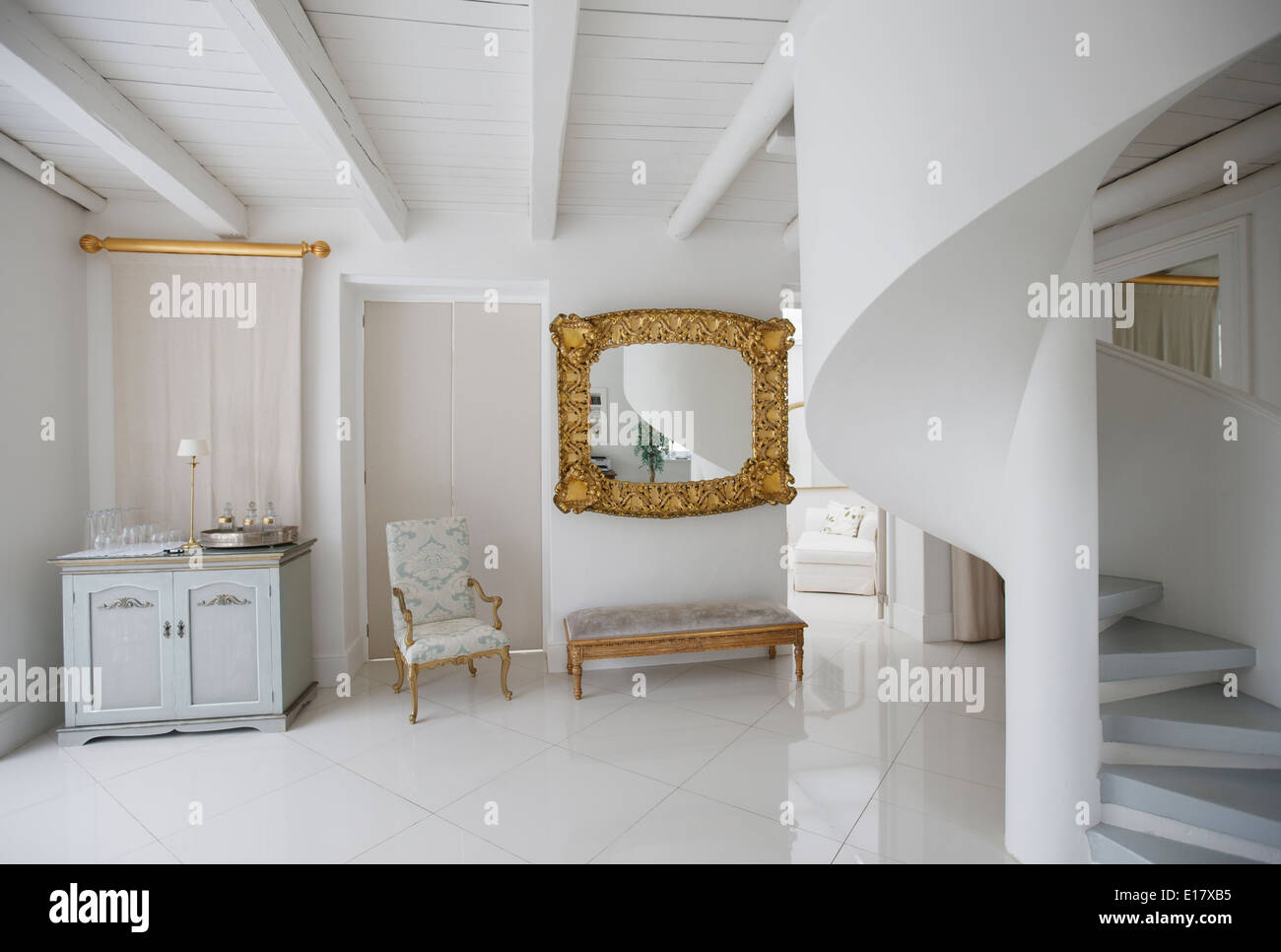 Spiral Staircase In Luxury Foyer Stock Photo 69630489 Alamy