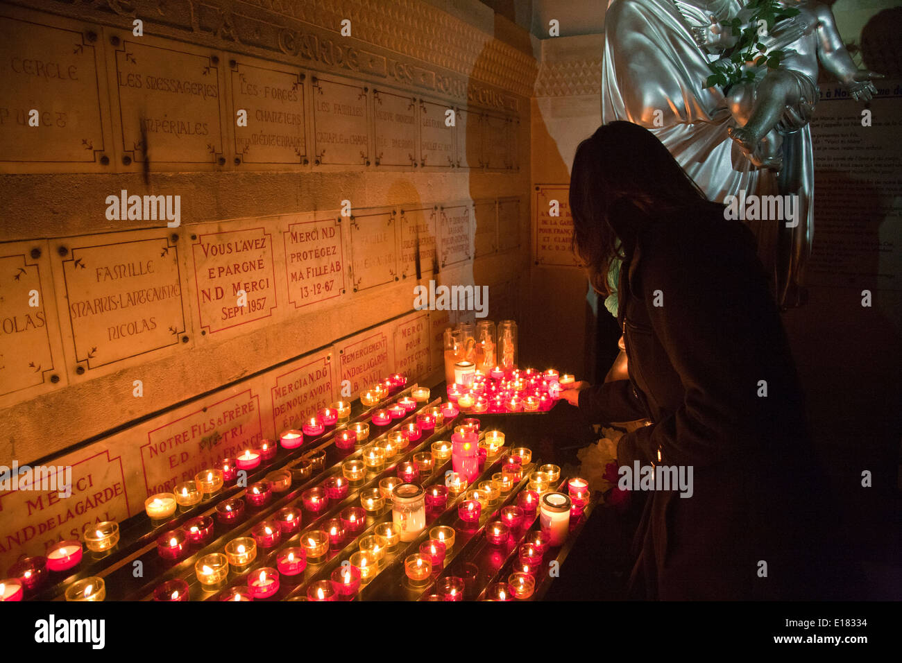 religious devotion, crypt, notre dame de la garde, basilica, marseille, provence, france, europe Stock Photo