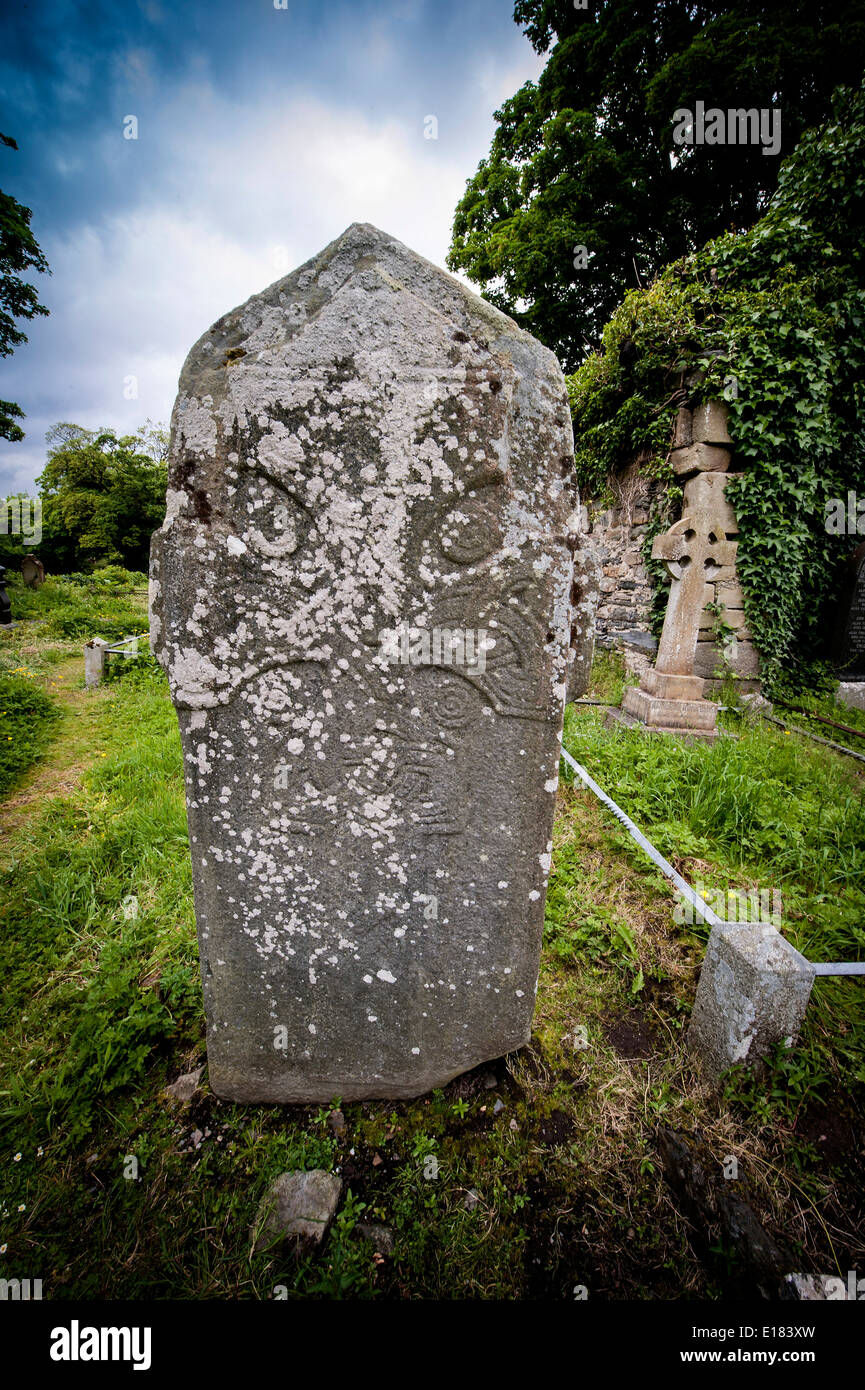 St Mura's 7th century Cross Slab, Fahan Grave Yard, Fahan, County Donegal, Ireland Stock Photo