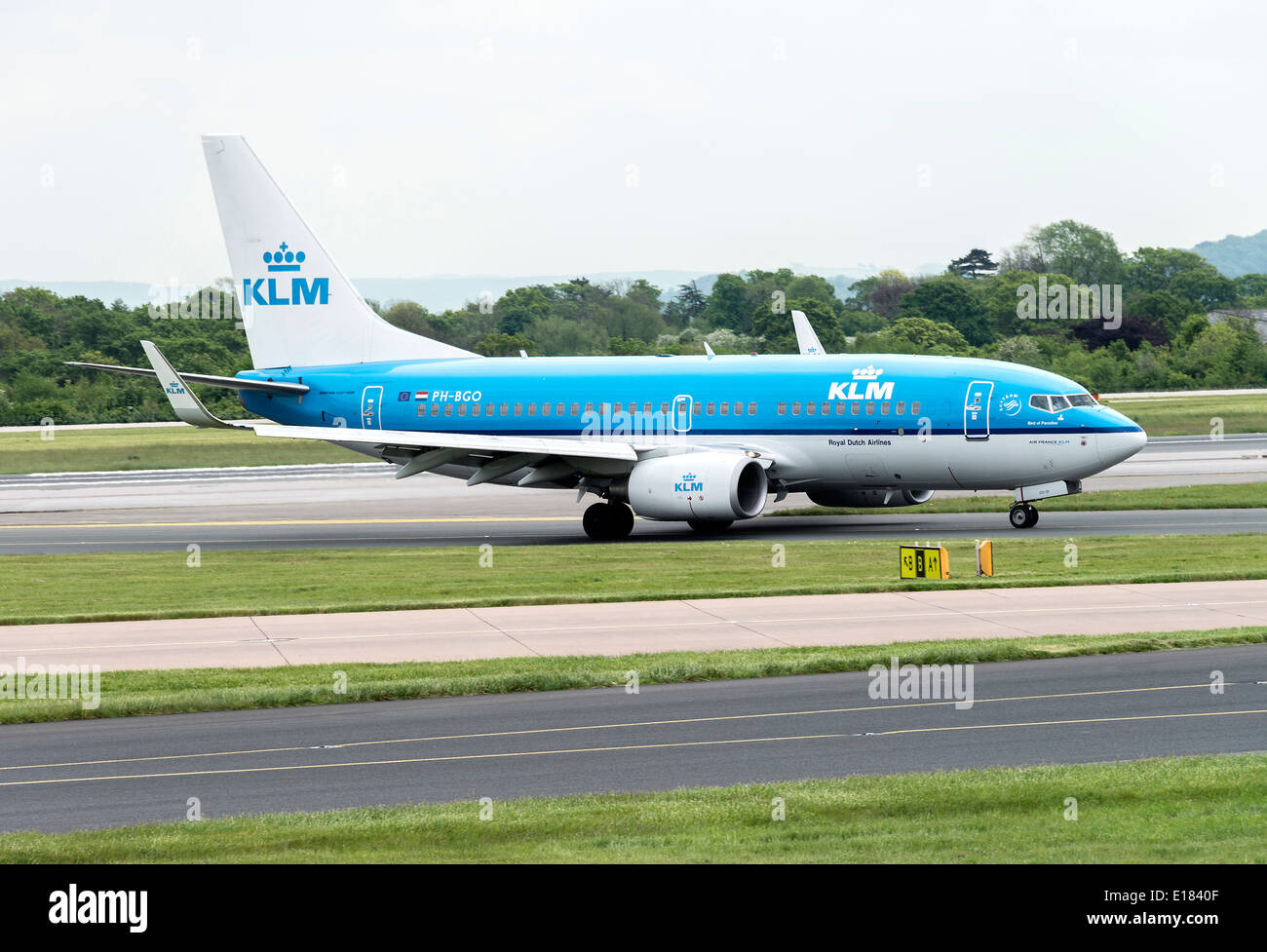 KLM Royal Dutch Airlines Boeing 737-7K2 Winglets Airliner PH-BGO Taking Off From Manchester  Airport England Stock Photo