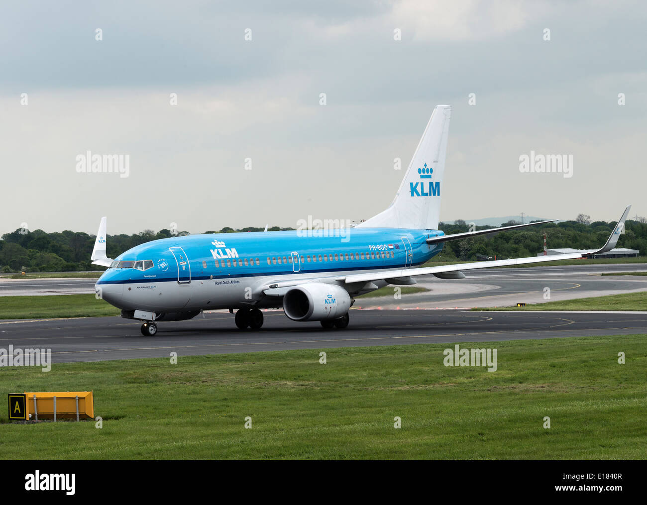 KLM Royal Dutch Airlines Boeing 737-7K2 Winglets Airliner PH-BGO Taxiing on Arrival at Manchester  Airport England UK Stock Photo