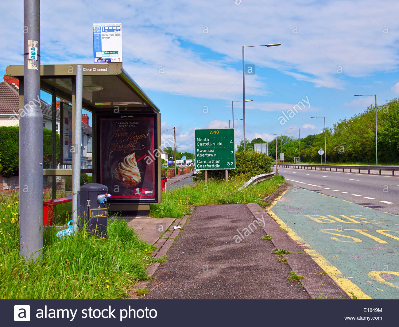 empty bus stop shelter on the a48 dual carriageway lay by Stock Photo 69635152 Alamy
