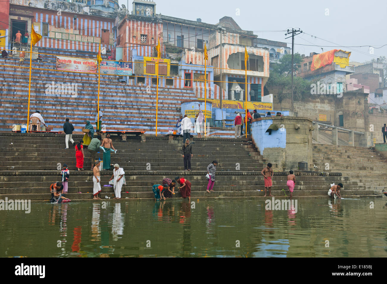 Mother Ganga,Ganga River,The Ganges,Ghats,Aarti,Washing away of sins,River Boats, Pilgrims,Varanasi,Benares,Uttar Pradesh,India Stock Photo