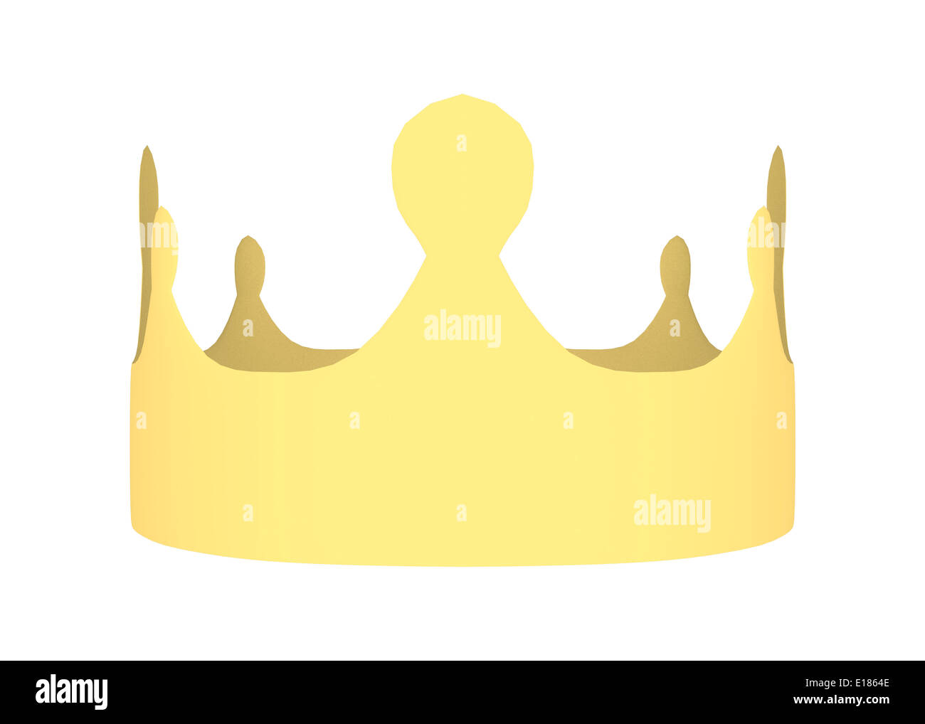 3D digital render of a yellow paper crown isolated on white background