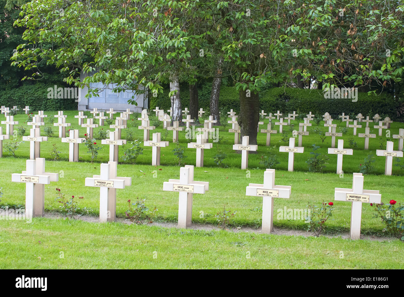 French cemetery of world war one in belgium Stock Photo