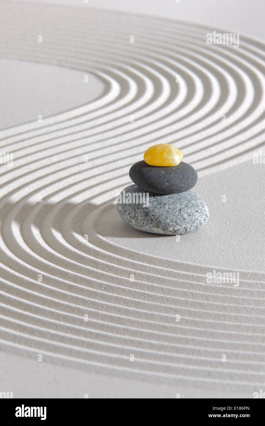 Japanese ZEN garden with stacked stones Stock Photo Alamy