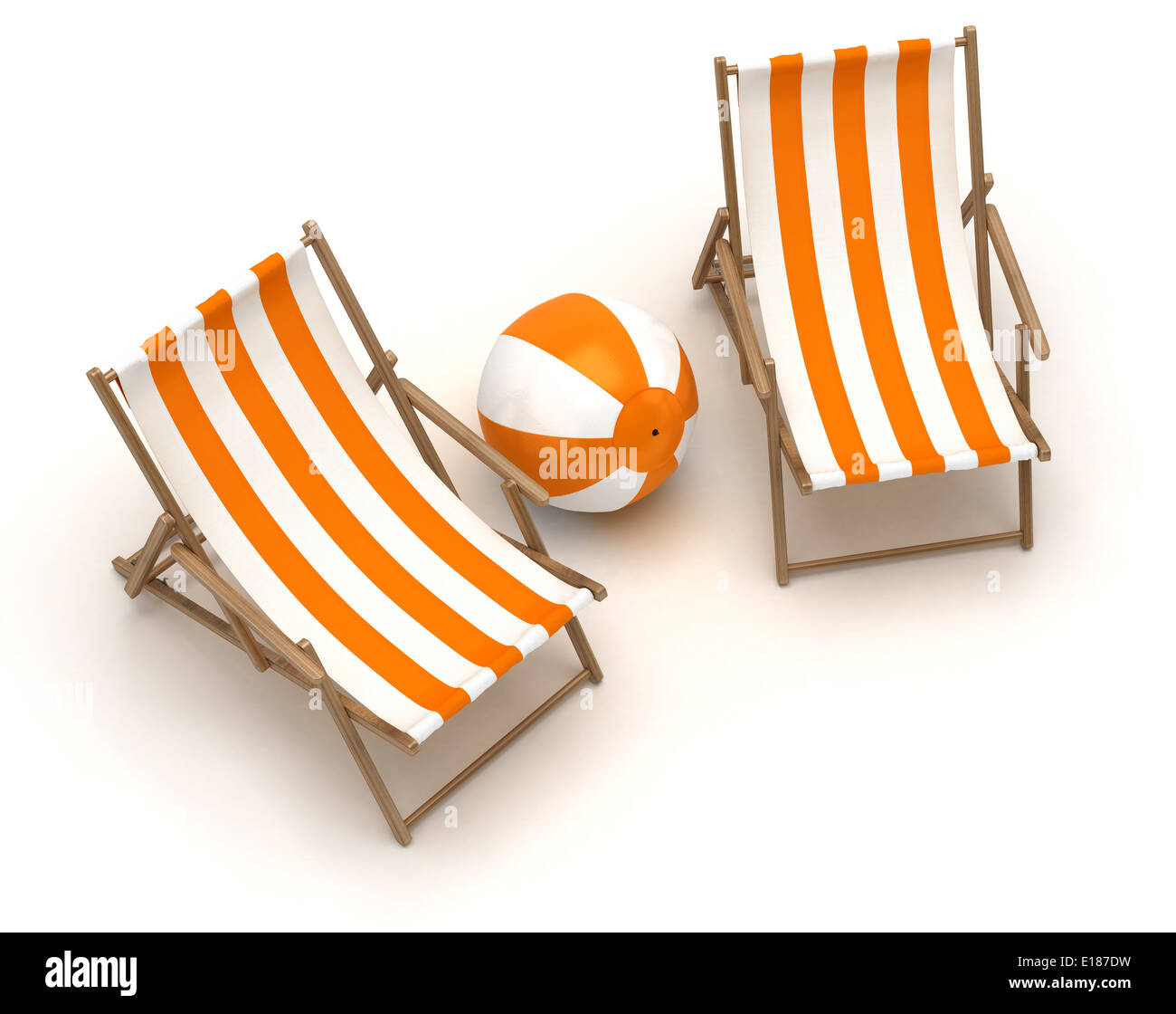 Beach Chairs and Beach Ball Stock Photo Alamy