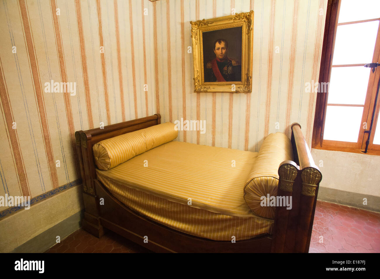 bedroom, home of napoleon bonaparte, ajaccio, corsica, france, europe