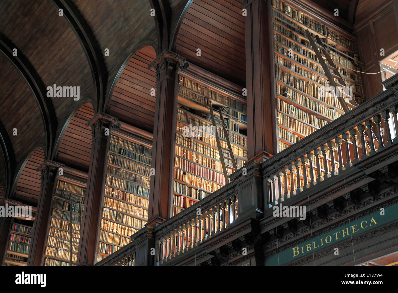 Ireland, Dublin, Trinity College, Old Library, The Long Room, Stock Photo