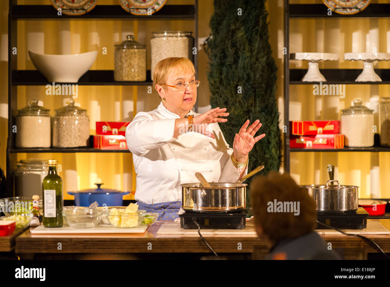 Chef Lidia Bastianich demonstrating for an event in Baltimore, Maryland, USA Stock Photo