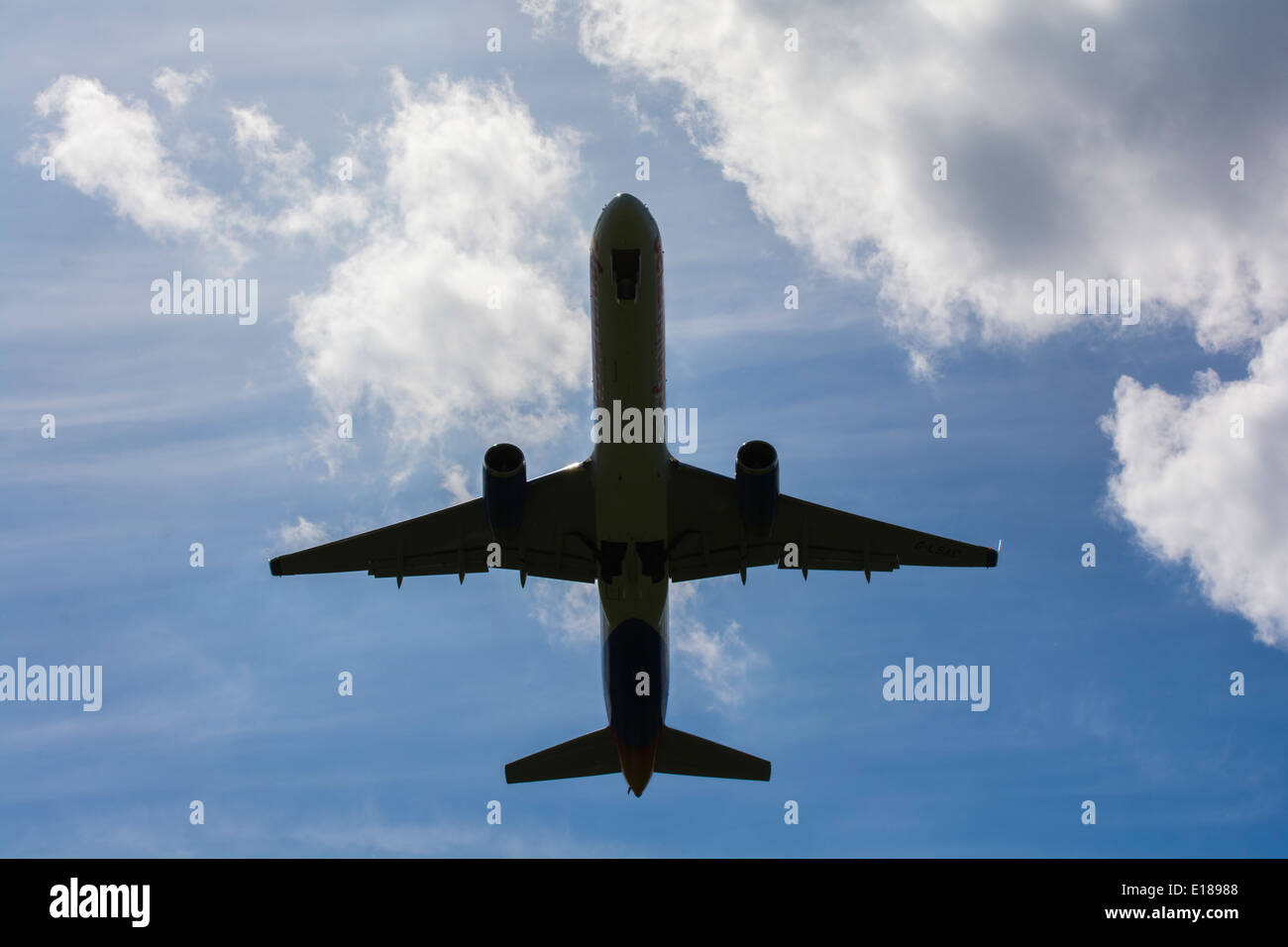 Passenger jet taking off Stock Photo