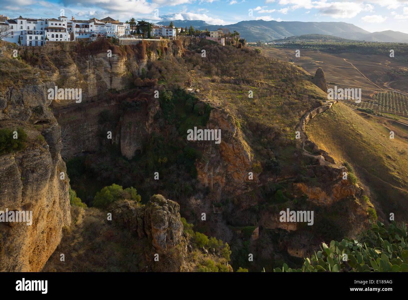 View of Ronda and cliffs, Andaluc’a, Spain Stock Photo