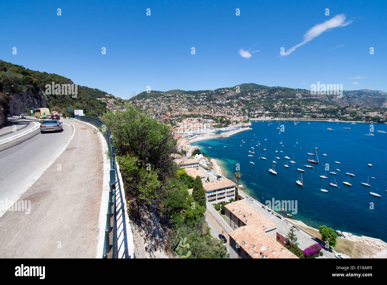 Road along the Cote d'Azur to Nice in Southern France Stock Photo