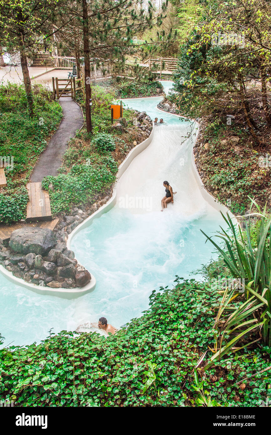 The outdoor swimming pool rapids slide at Center Parcs, Longleat