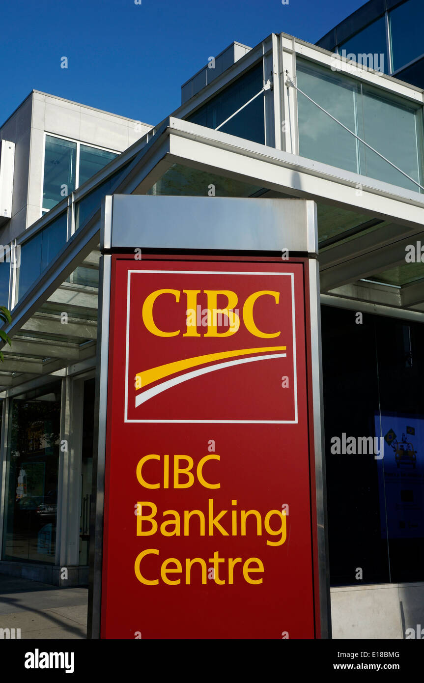 Canadian Imperial Bank of Commerce CIBC banking centre sign in Vancouver, BC, Canada Stock Photo